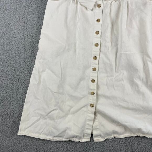 Loup Women's Small White Cotton Spandex Button Up Sleeveless Dress : Made in USA - Picture 3 of 14